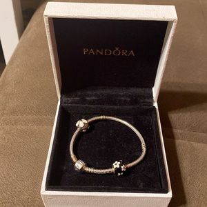 PANDORA AUTHENTIC BRACELET WITH 2 CHARMS